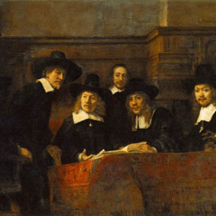 reproductie De staalmeesters van Rembrandt van Rijn